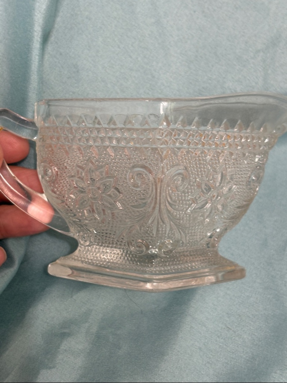 Vintage Indiana Sandwich Clear Glass Tiara Creamer